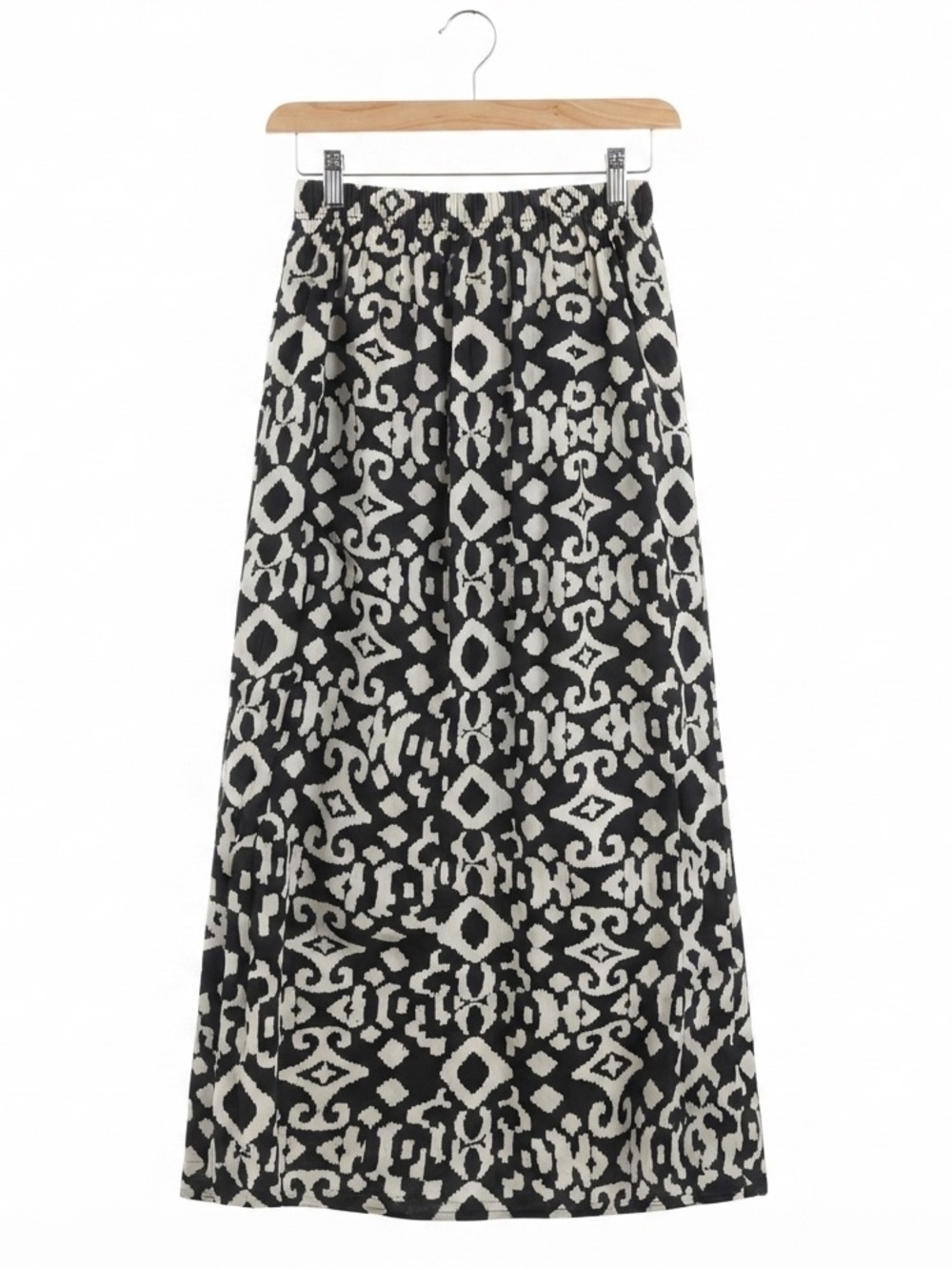 Japna Maxi Skirt LARGE Cotton Geometric Black & White